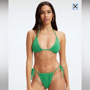 Good American Summer Green Always Fits Tiny Metallic Top String Bikini in L/XL